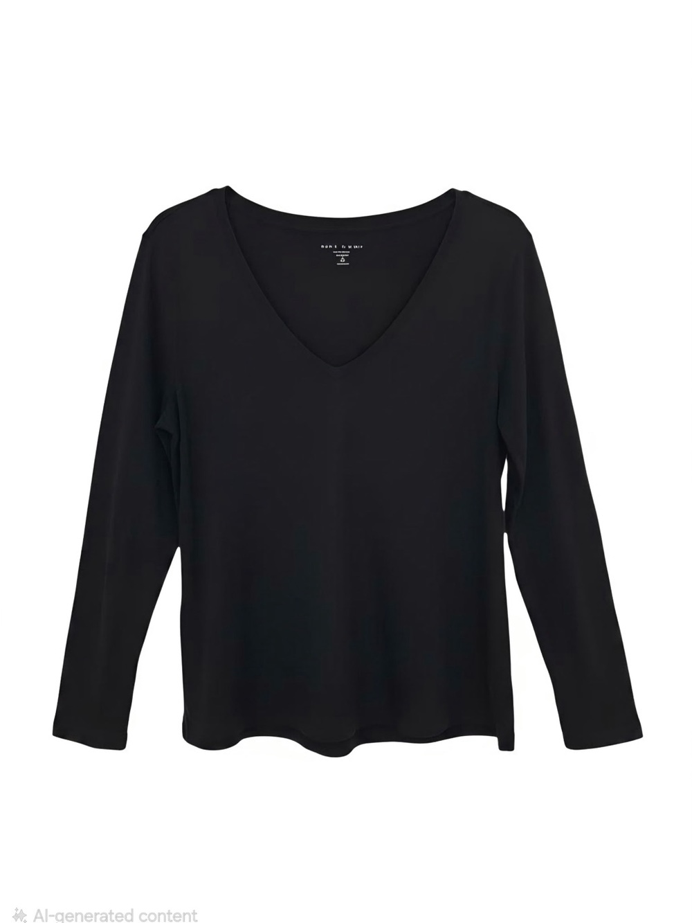 Black V-Neck Long Sleeve Women's Top